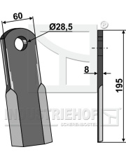 63-BRT-03 Nóż prosty 195X60mm INDUSTRIEHOF 63-BRT-03.97
