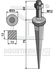 128041 Ząb brony polowej ze stali borowej z podsadzeniem czterokątnym 128041.97