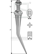2024062 Ząb brony polowej wygięty ze stali borowej o przekroju gwiazdy i końcówce stożkowej o twardości naturalnej 2024062.97