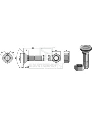 1033VLE Śruba płużna M10x1,5x33 z nakrętką sześciokątną 1033VLE.97