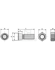 1230R Śruba mocująca redlicy M12 x 1,75 x 30 z nakrętką sześciokątną 1230R.97