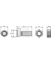 1245R Śruba  redlicy M12 x 1,75 x 45 z nakrętką sześciokątną 1245R.97