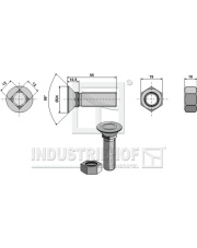 1255812 Śruba płużna DIN 608 M12 x 1,75 x 55 z nakrętką sześciokątną 1255812.97