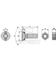 1255HU Śruba  płużna M12 x 1,75 x 55 z nakrętką sześciokątną 1255HU.97