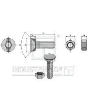 1445ISO10 Śruba  płużna  M14x2x45 z nakrętką sześciokątną 1445ISO10.97